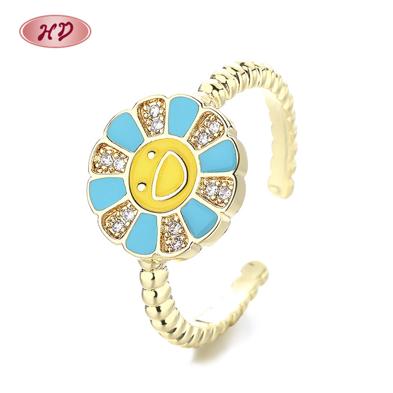 18K Gold-Plated Zircon Sunflower Ring