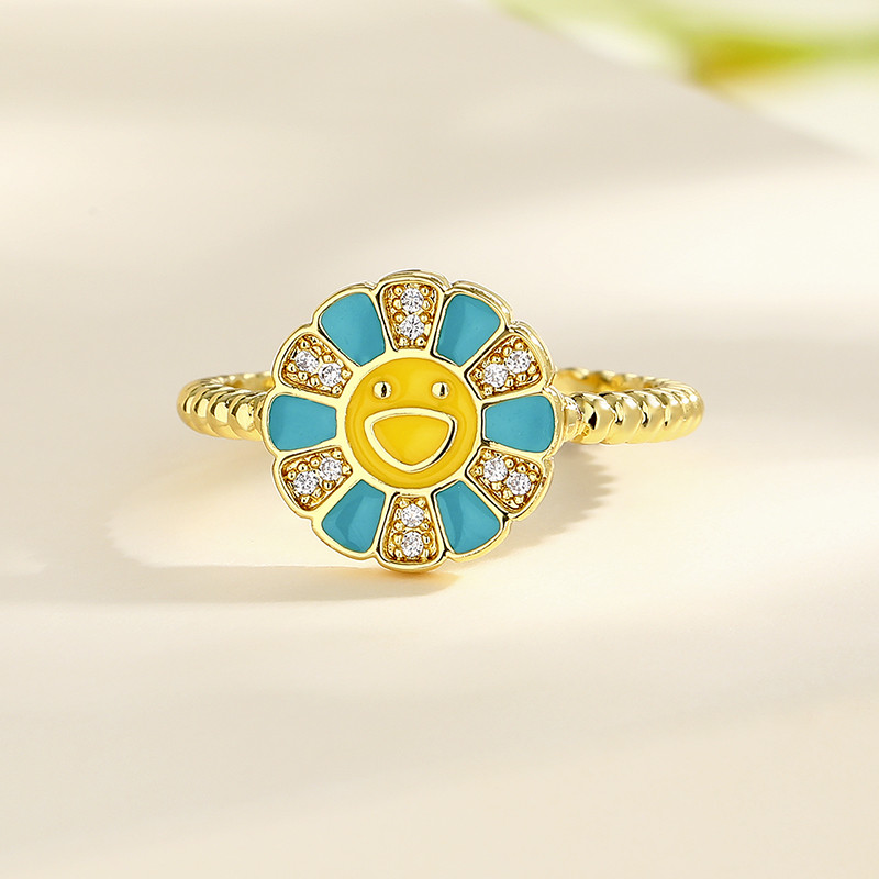 18K Gold-Plated Zircon Sunflower Ring