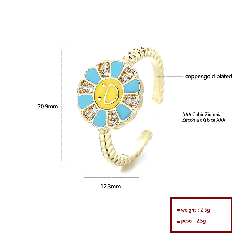 18K Gold-Plated Zircon Sunflower Ring