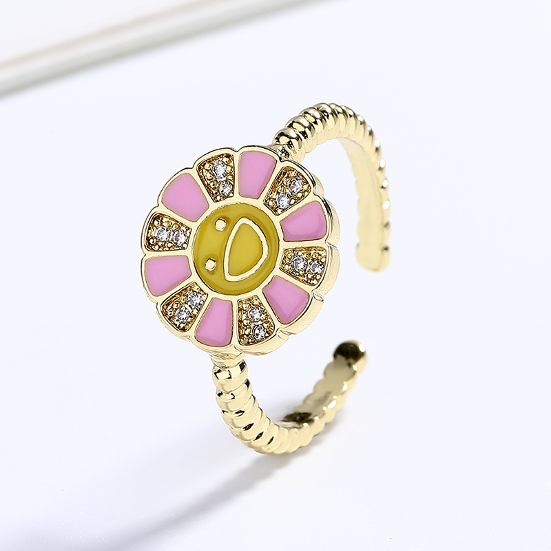 18K Gold-Plated Zircon Sunflower Ring