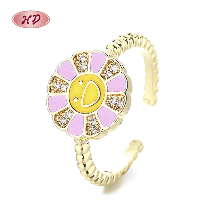 18K Gold-Plated Zircon Sunflower Ring