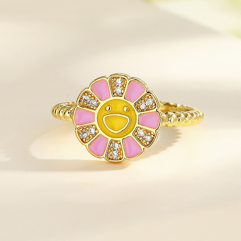 18K Gold-Plated Zircon Sunflower Ring