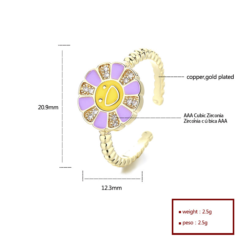 18K Gold-Plated Zircon Sunflower Ring