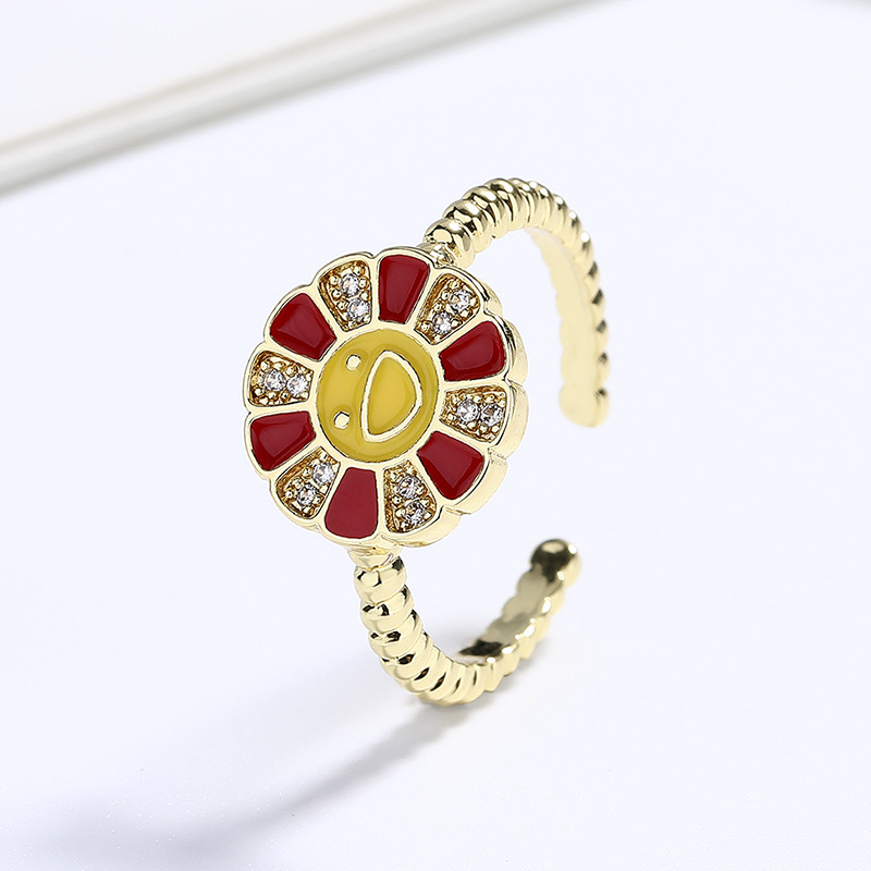 18K Gold-Plated Zircon Sunflower Ring