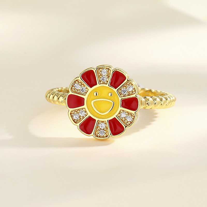 18K Gold-Plated Zircon Sunflower Ring