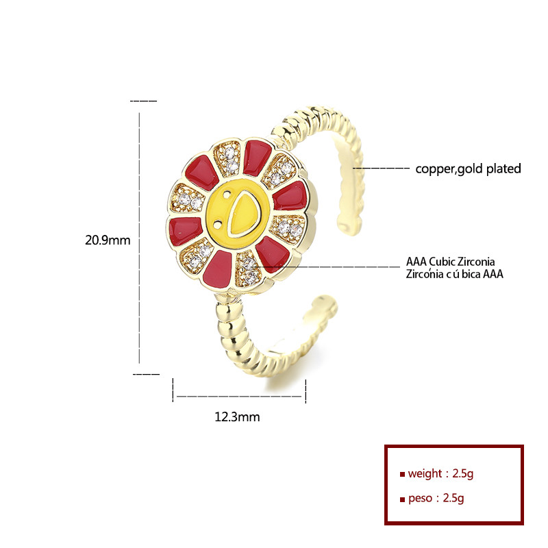 18K Gold-Plated Zircon Sunflower Ring