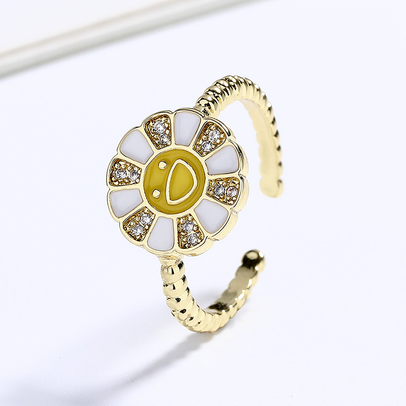 18K Gold-Plated Zircon Sunflower Ring