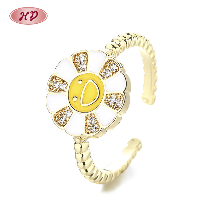 18K Gold-Plated Zircon Sunflower Ring