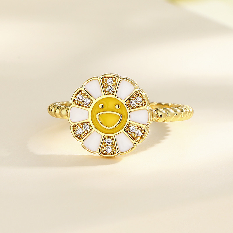 18K Gold-Plated Zircon Sunflower Ring