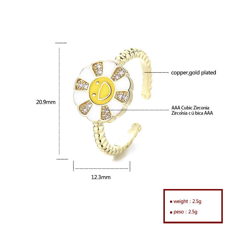 18K Gold-Plated Zircon Sunflower Ring