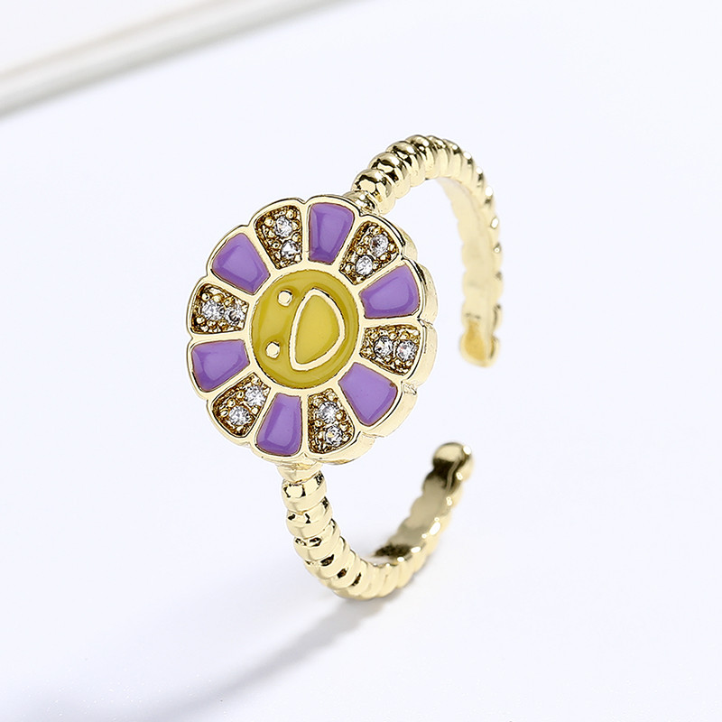 18K Gold-Plated Zircon Sunflower Ring