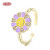 Heng Dian Elegance Wholesale Sunflower Zircon Rings Jewelry Women In 18K Gold Plated