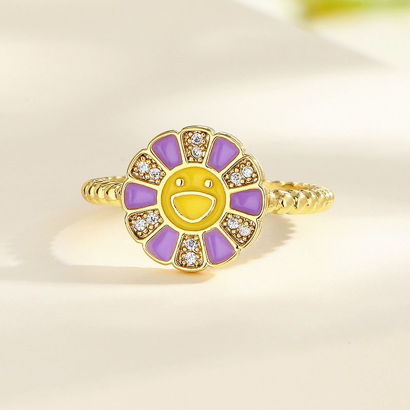 18K Gold-Plated Zircon Sunflower Ring