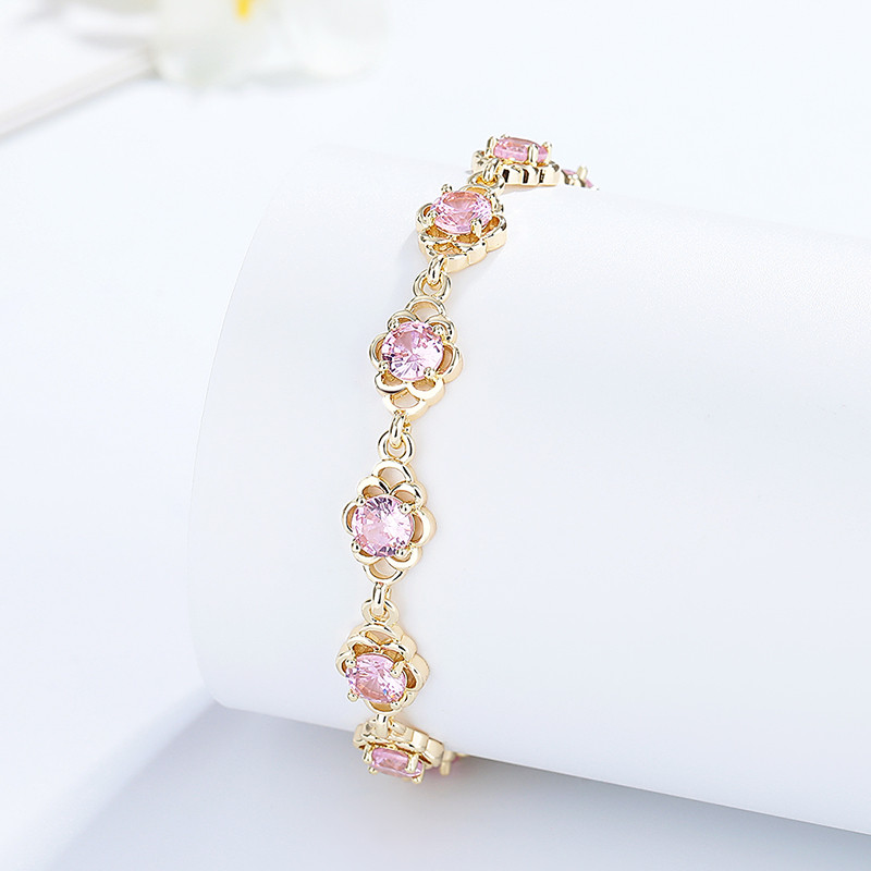 The 18K Gold-Plated Colorful Zircon Flower Bracelet