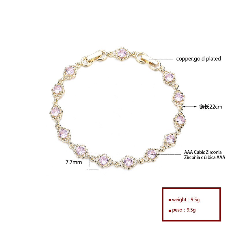 The 18K Gold-Plated Colorful Zircon Flower Bracelet