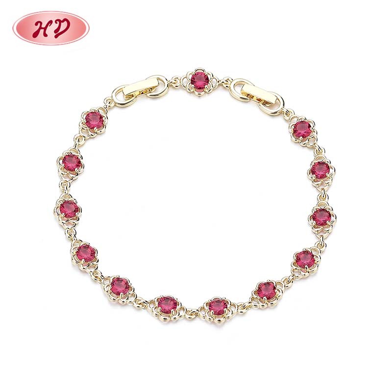 The 18K Gold-Plated Colorful Zircon Flower Bracelet