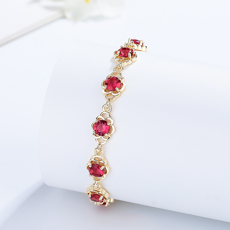 The 18K Gold-Plated Colorful Zircon Flower Bracelet