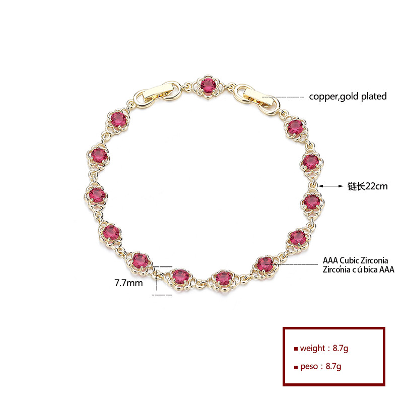 The 18K Gold-Plated Colorful Zircon Flower Bracelet