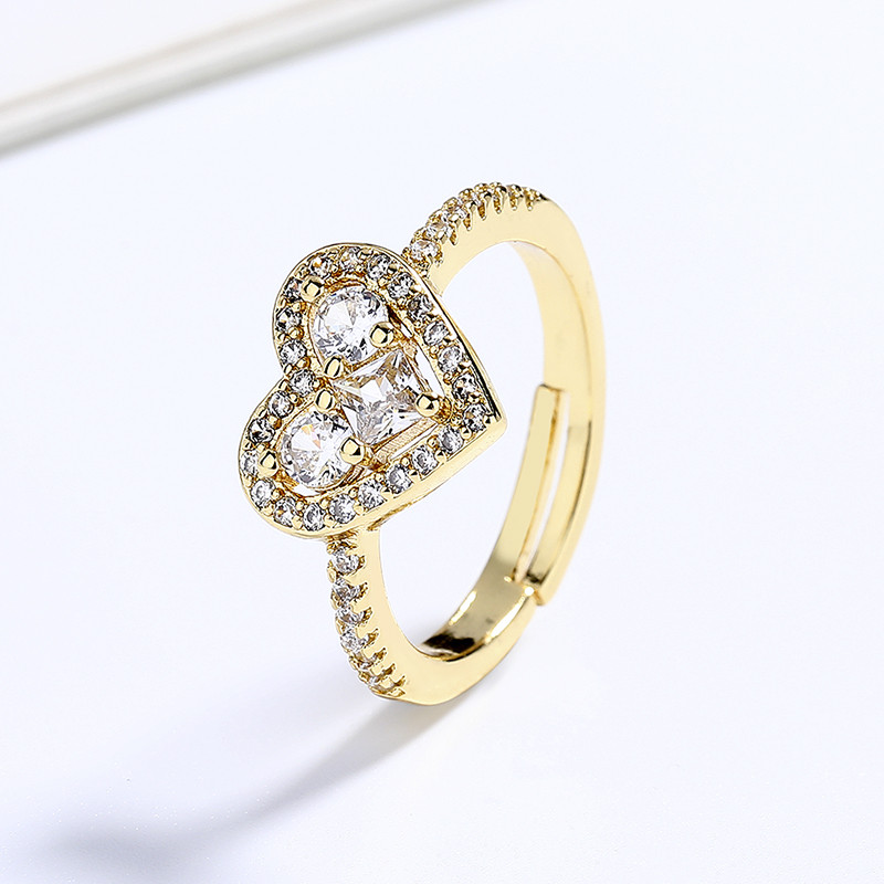 Wholesale 18K Gold-Plated Heart-Shaped Rings