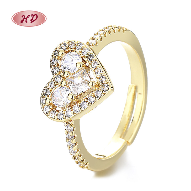 Wholesale 18K Gold-Plated Heart-Shaped Rings