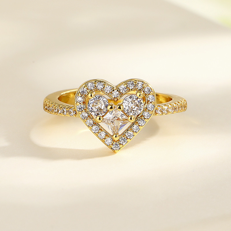 Wholesale 18K Gold-Plated Heart-Shaped Rings