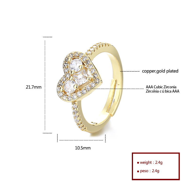 Wholesale 18K Gold-Plated Heart-Shaped Rings