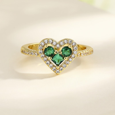 Wholesal 18k gold plated Heart Rings With Cubic Zirconia Brilliance Rings Jewelry Womens