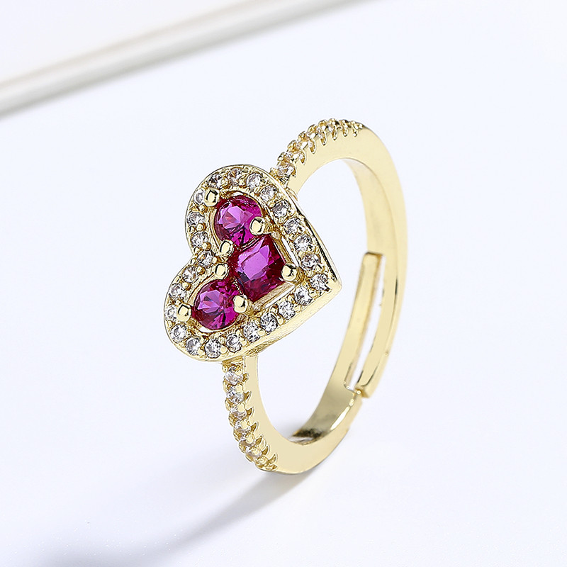 Wholesale 18K Gold-Plated Heart-Shaped Rings