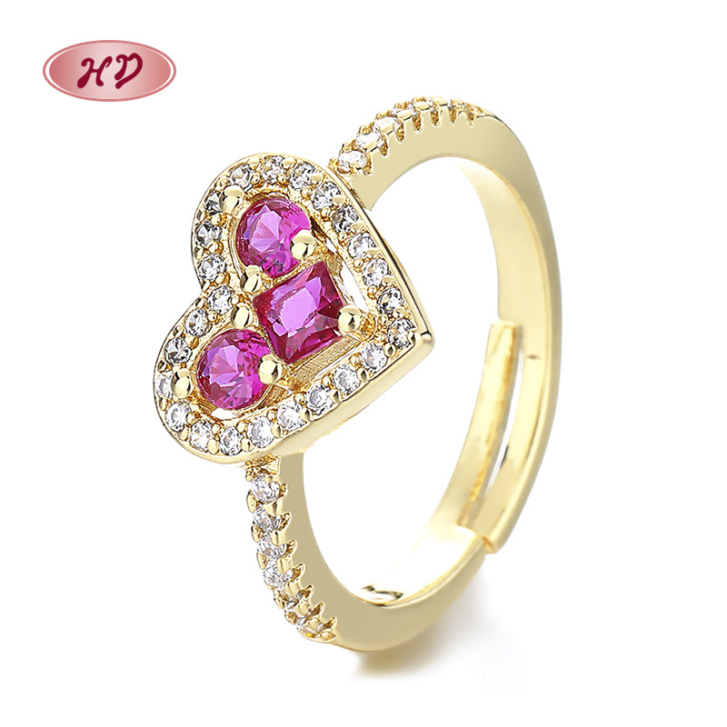 Wholesale 18K Gold-Plated Heart-Shaped Rings