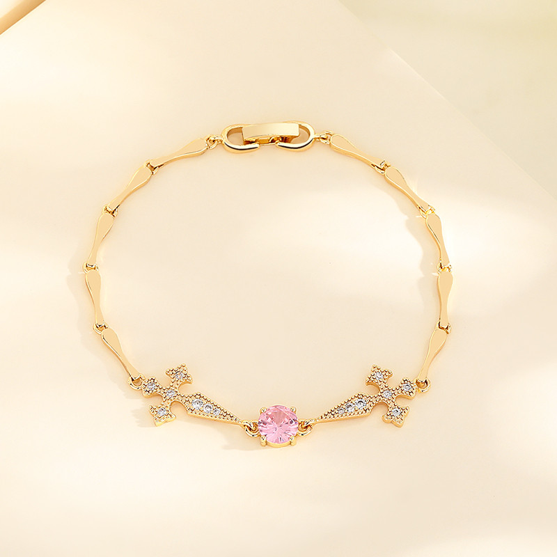 The 18K Gold-Plated Colorful Zircon Flower Bracelet