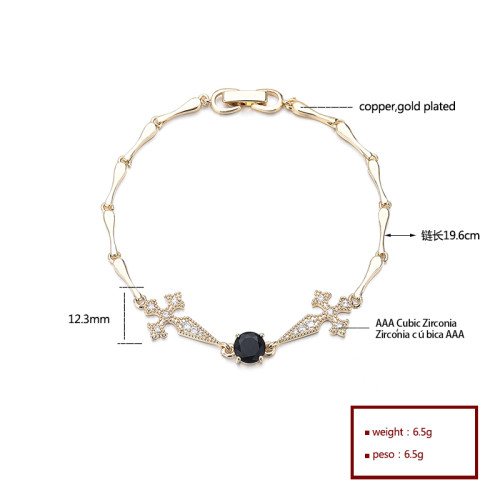 Wholesale Aaa Cubic Zirconia Cross Geometricw Women Fashion Bracelet 18K Gold Plated Jewelry