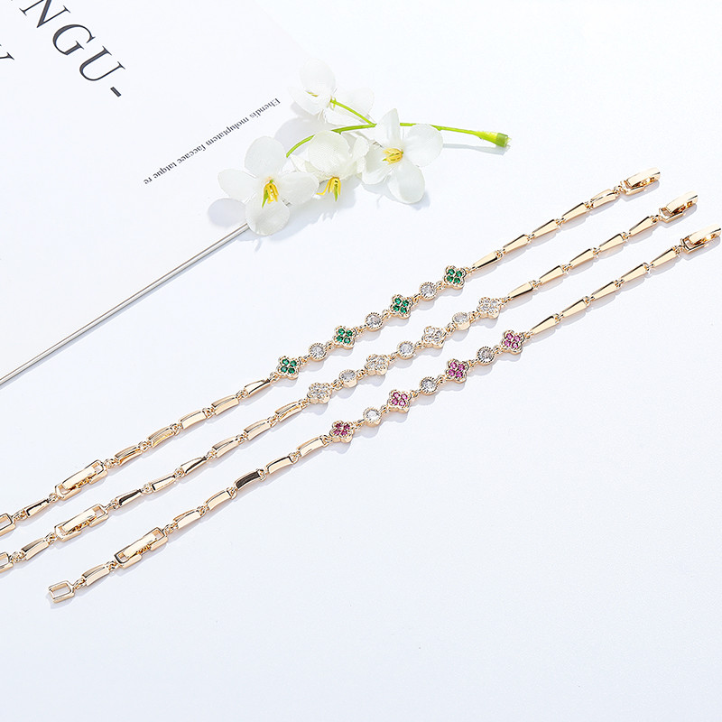 The 18K Gold-Plated Colorful Zircon Flower Bracelet