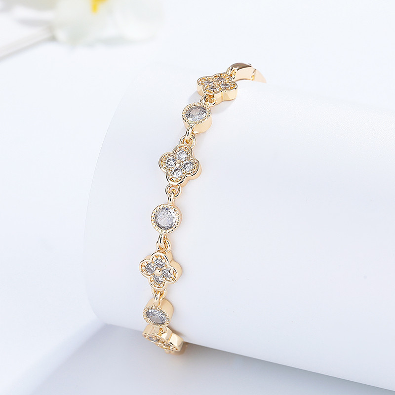 The 18K Gold-Plated Colorful Zircon Flower Bracelet