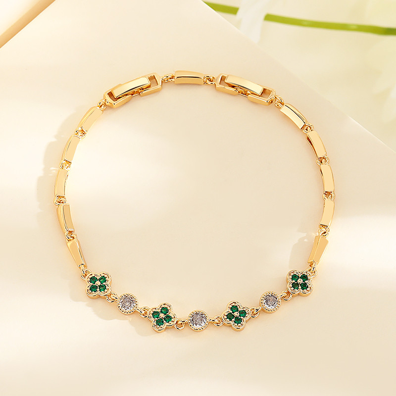 The 18K Gold-Plated Colorful Zircon Flower Bracelet