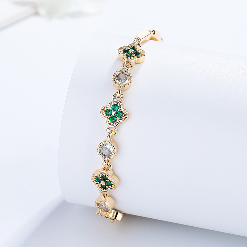 The 18K Gold-Plated Colorful Zircon Flower Bracelet