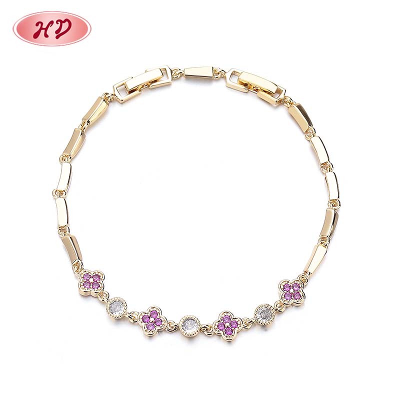 The 18K Gold-Plated Colorful Zircon Flower Bracelet