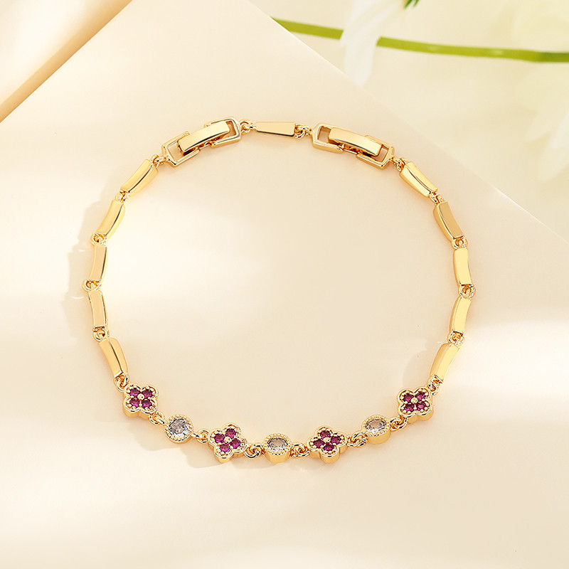 The 18K Gold-Plated Colorful Zircon Flower Bracelet