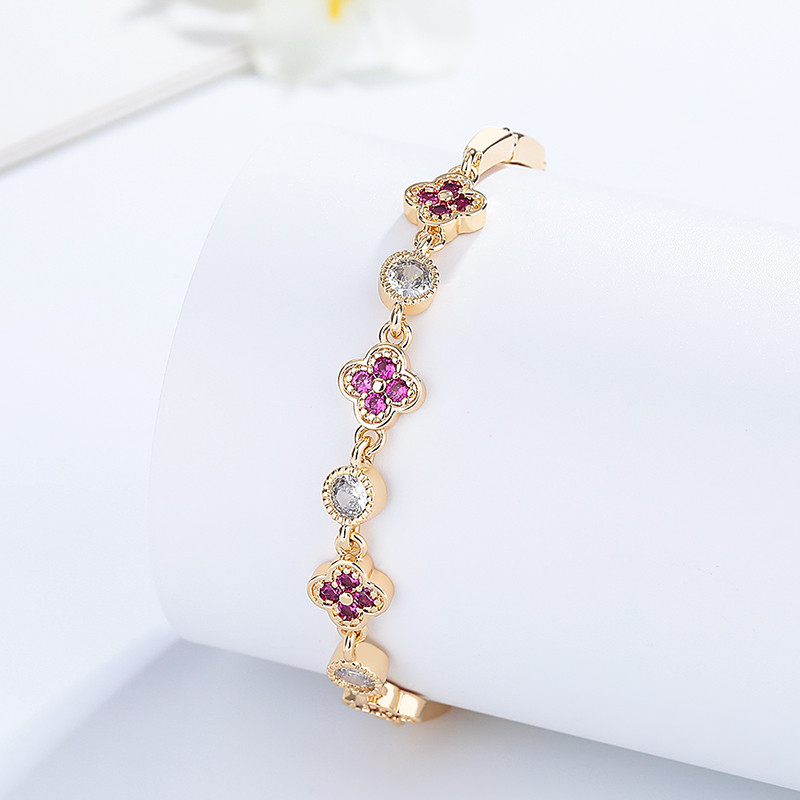 The 18K Gold-Plated Colorful Zircon Flower Bracelet