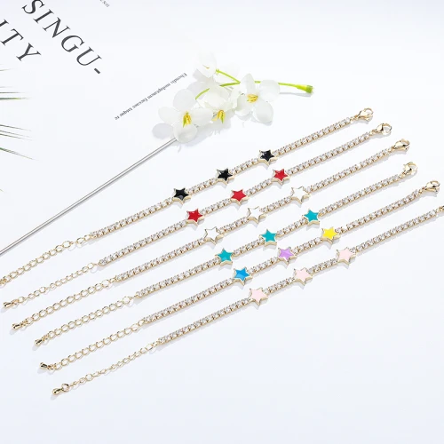 Women Elegance Wholesale 18K Gold Plated Plated Women Star Charm Bracelets Bulk
