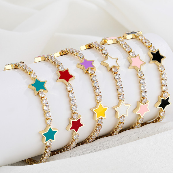 Women Elegance Wholesale 18K Gold Plated Plated Women Star Charm Bracelets Bulk