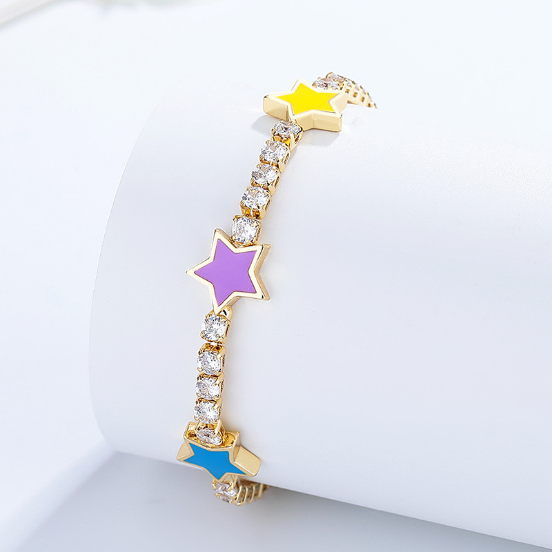 The 18K Gold-Plated Colorful Zircon Flower Bracelet