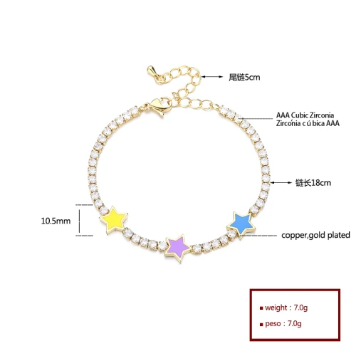 Women Elegance Wholesale 18K Gold Plated Plated Women Star Charm Bracelets Bulk