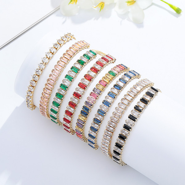 Fashion Radiant Wholesale Colorful Aaa Cubic Zirconia 18K Gold Plated Push Pull Bracelets En Perle