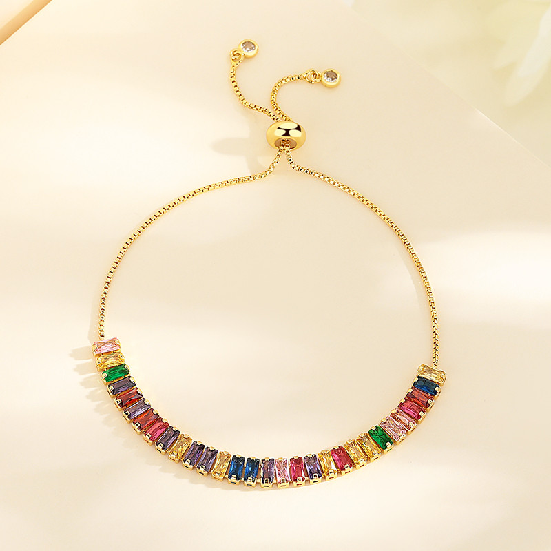 The 18K Gold-Plated Colorful Zircon Flower Bracelet