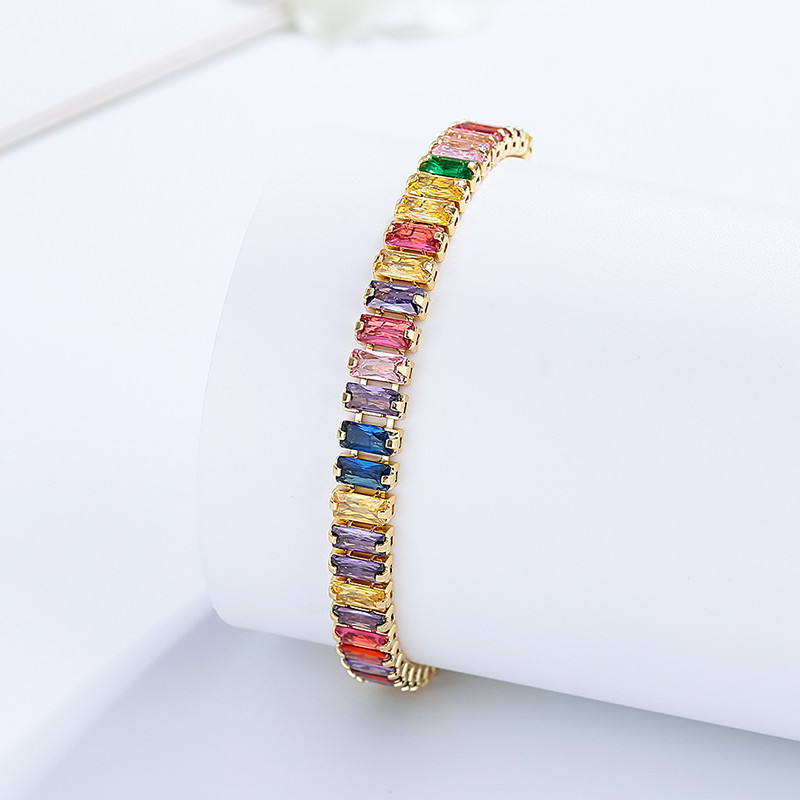 The 18K Gold-Plated Colorful Zircon Flower Bracelet