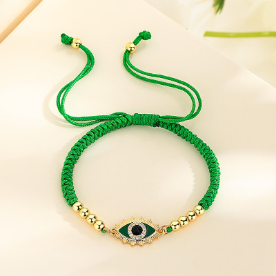 18K Gold Plated  Women Devil'S Eye Bracelets Custom Embroidery Fabric Woven Bracelets
