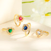 Wholesale Elegant Fashion Jewelry 18K Gold Plated Zircon Rings Jewelry Women With Adjustable Band Valentines Gift