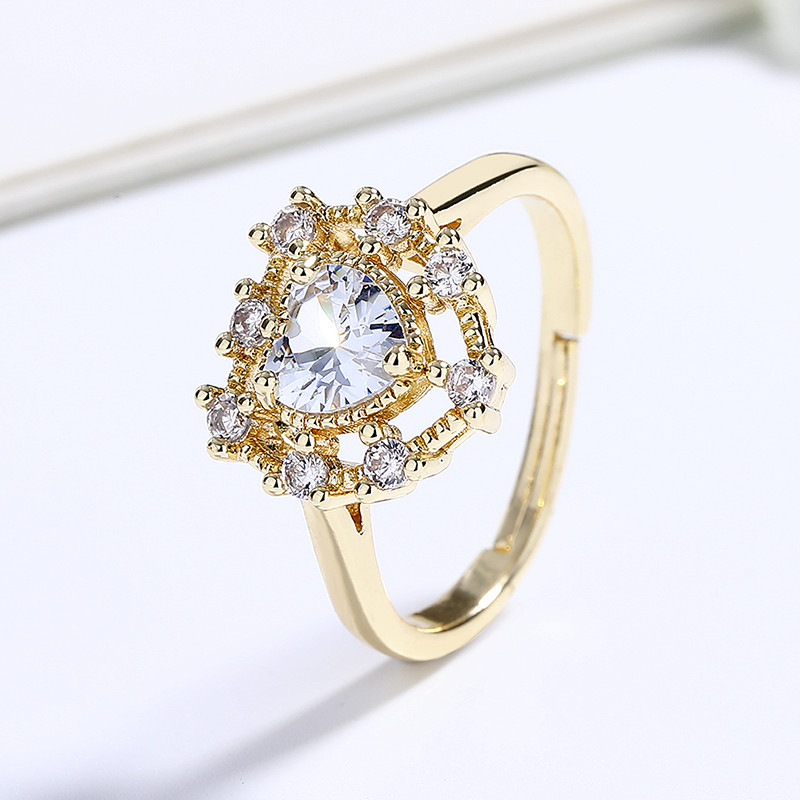 Wholesale 18K Gold-Plated Heart-Shaped Rings