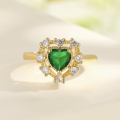 Wholesale Elegant Fashion Jewelry 18K Gold Plated Zircon Rings Jewelry Women With Adjustable Band Valentines Gift