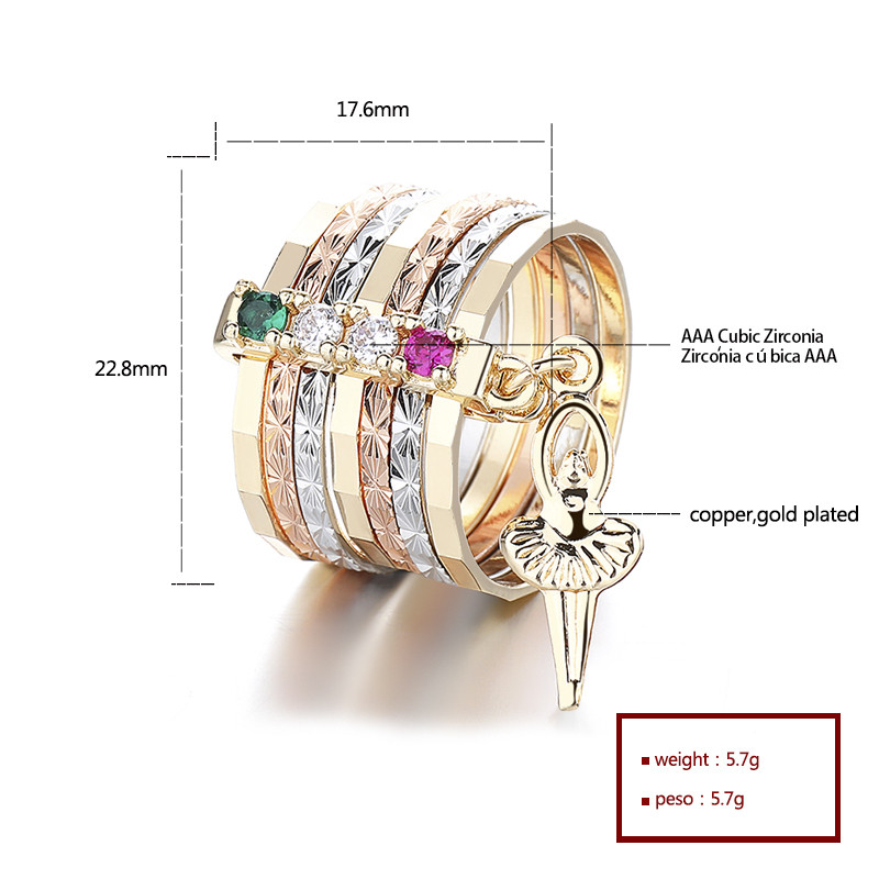 Classic Colored Zircon Gold-Plated Rings